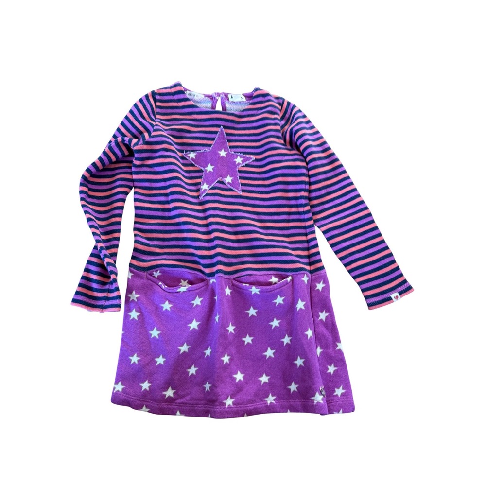 Hatley long sleeve pink and purple star dress